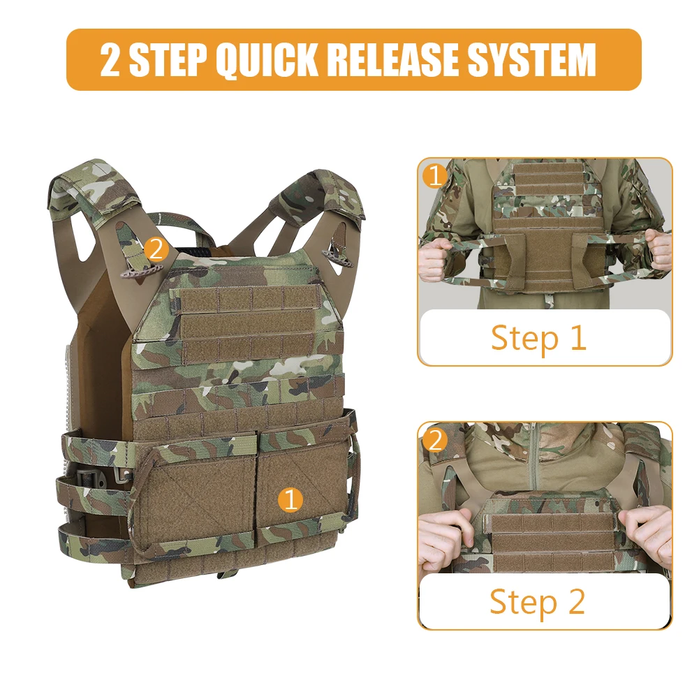 Imagem -04 - Krydex-jumper Plate Carrier Molle Colete Tático Painel de Aba Frontal Mochila Combate Caça Guarda Florestal Verde 500d