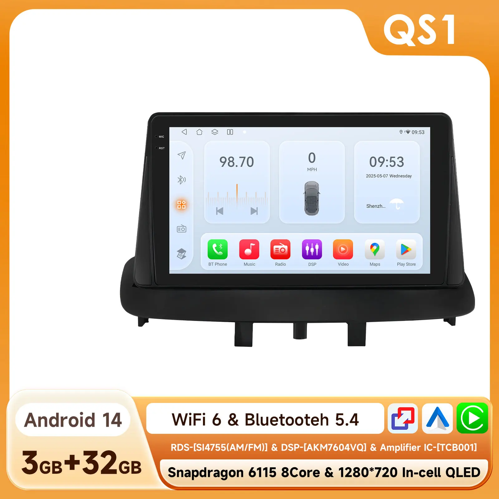 OSSURET Android Autoradio Speler voor Renault Megane 3 Fluence 2008-2014 Carplay Auto GPS 2 DIN Auto Multimedia door Snapdragon 6115