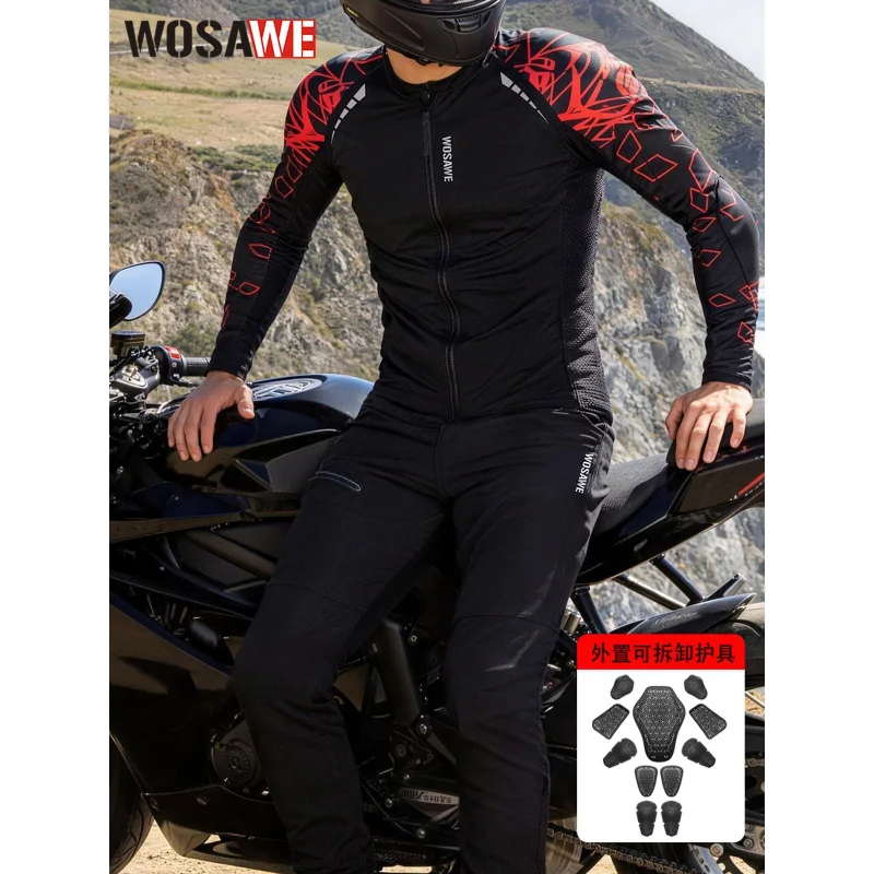 

WOSAWE Lightweight Summer Motorcycle Protective Shirt Armor Base Layer Riding Gear Breathable Back Shoulder Chest Protector