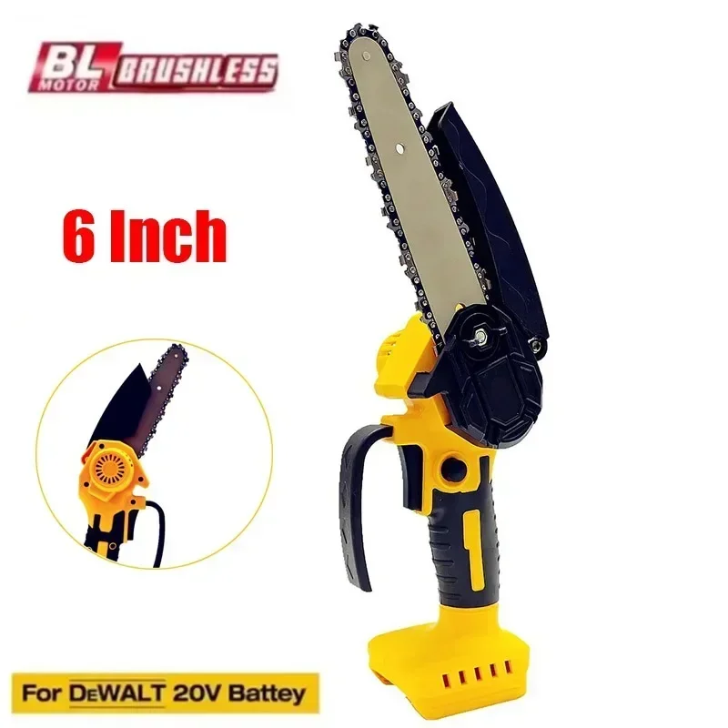 Electric Chainsaw Cordless Chain Saw 6 Inch Pruning Cutting Garden WoodworKing Power Tools for DeWALT18V Battery