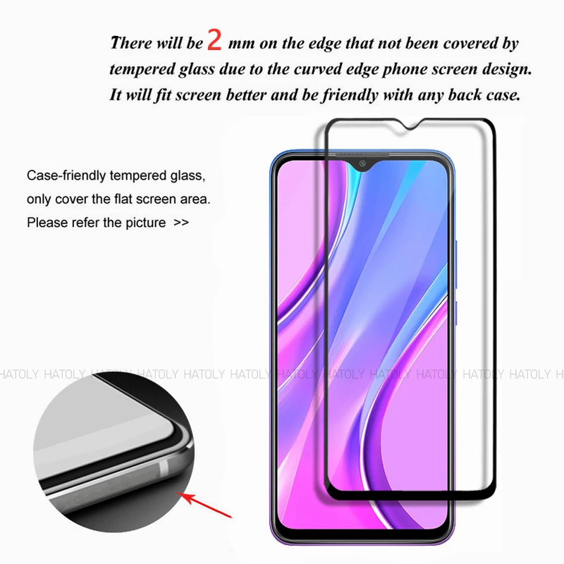 2/4PCS Tempered Glass For Xiaomi Redmi 9 Screen Protector For Xiaomi Redmi 9 Full Glue Cover Glass Phone Film For Xiaomi Redmi 9