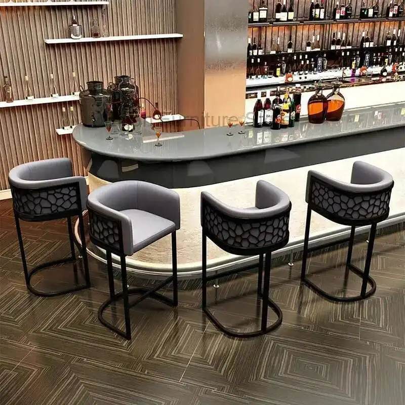 

Breakfast Chair Home Bar Beauty Salon Mid-century Backrest Chairs Lightweight Barber Shop Leather Height Garden Banks MQBY