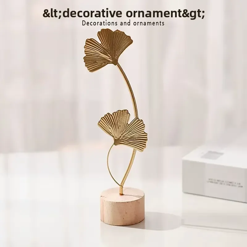 Metal Handicrafts Welded Wrought Iron Spray Paint Ginkgo Leaf Decorations Suitable for Home Living Room Entrance Wine Cabinet