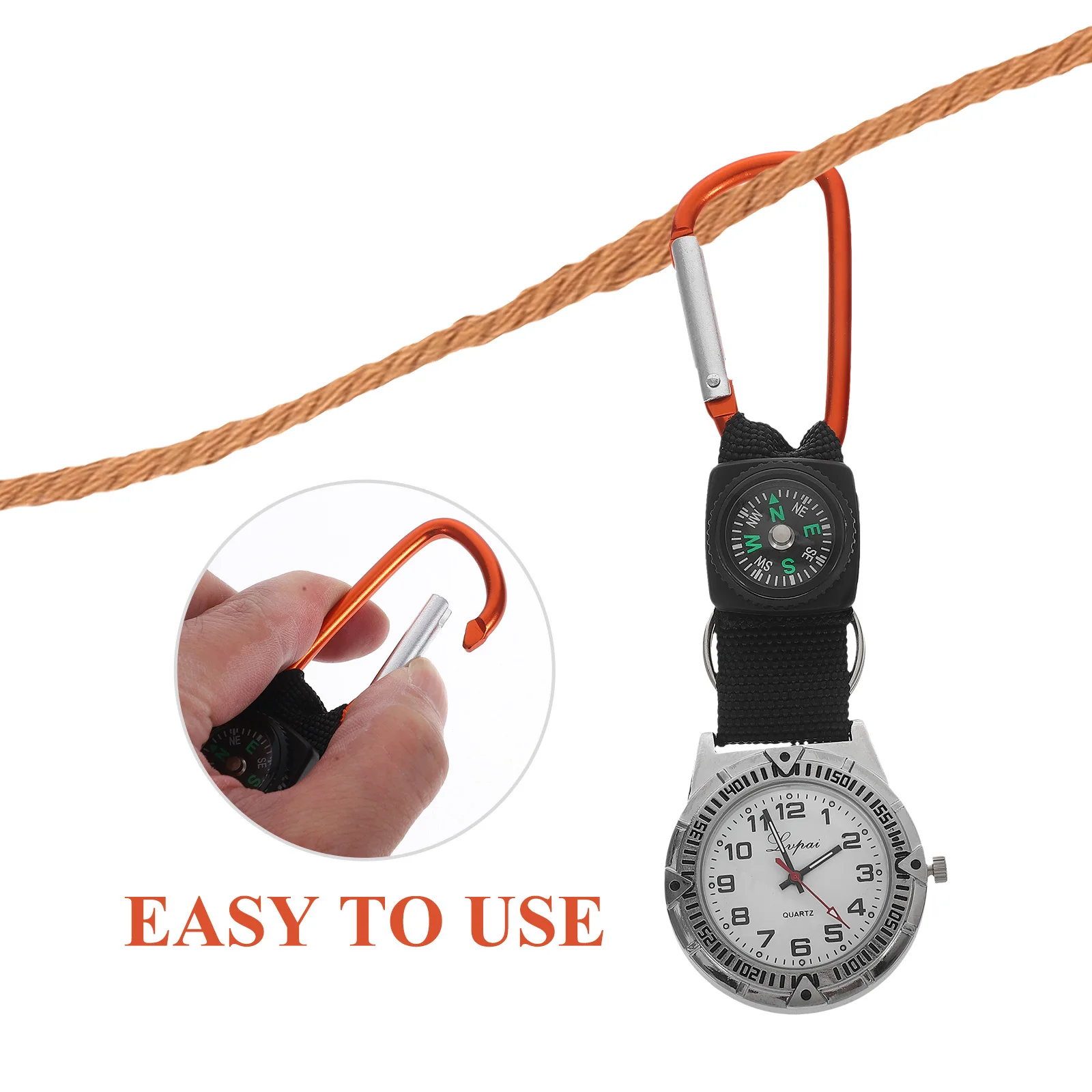 ساعة ممرضة تسلق الجبال بمؤشر متوهج وحلقة تسلق وبوصلة ومشبك على الجيب للعاملين الطبيين في الرياضات الخارجية باللون الأصفر #3