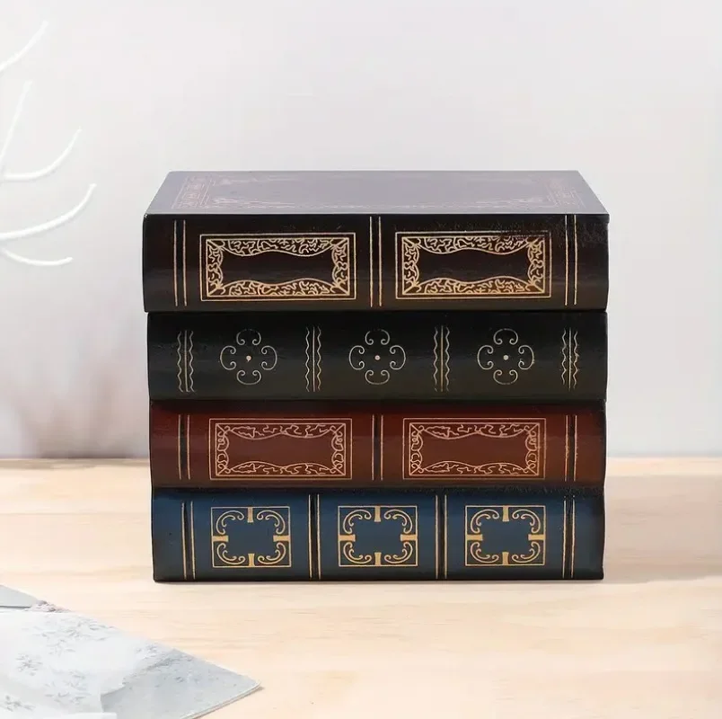 Retro European Decorative Book Storage Box Book Model Decorative Props Book Insurance Box Fake Book Simulation Book Decoration