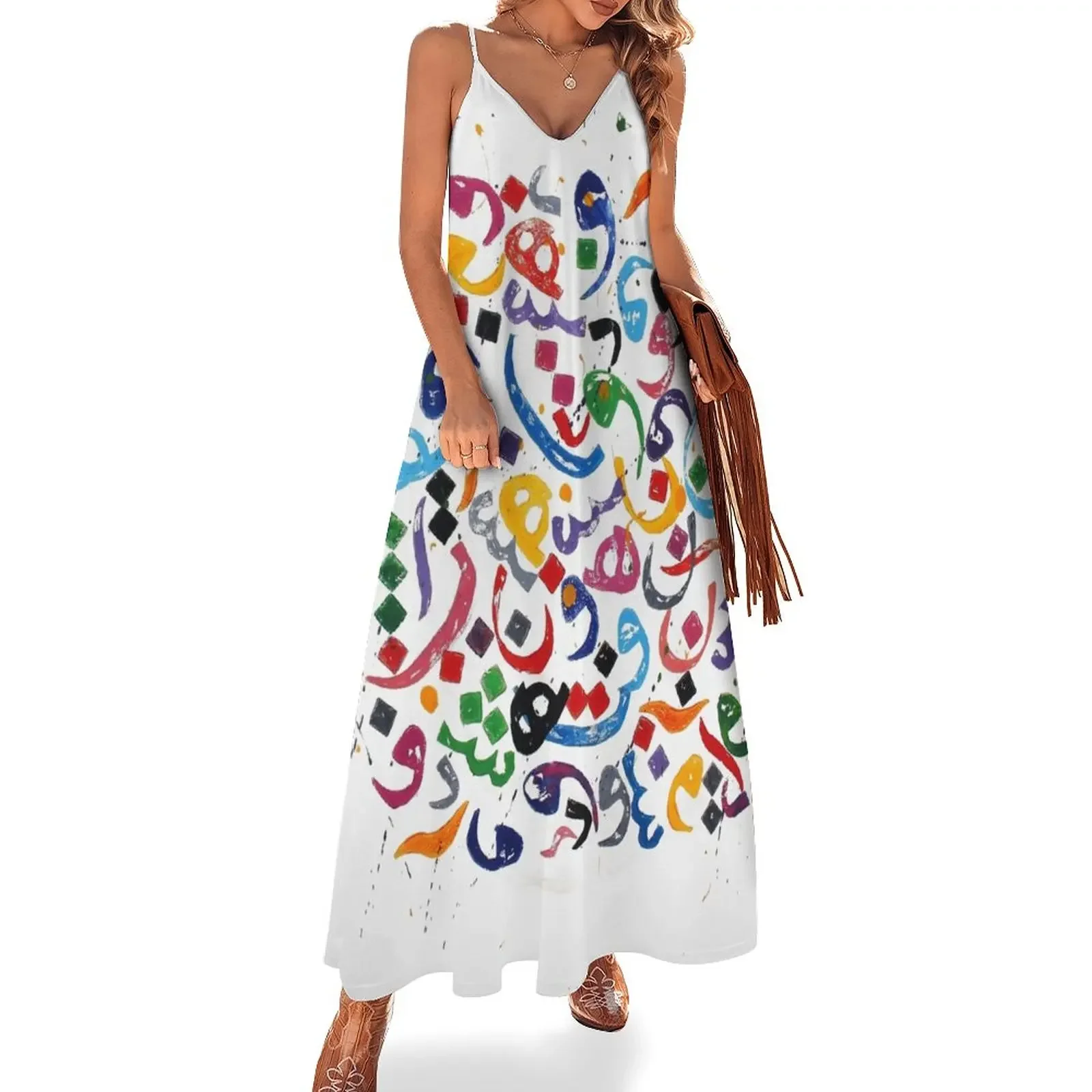 

Persian letters Sleeveless Dress long sleeve dress women's luxury party dress dresses korean style