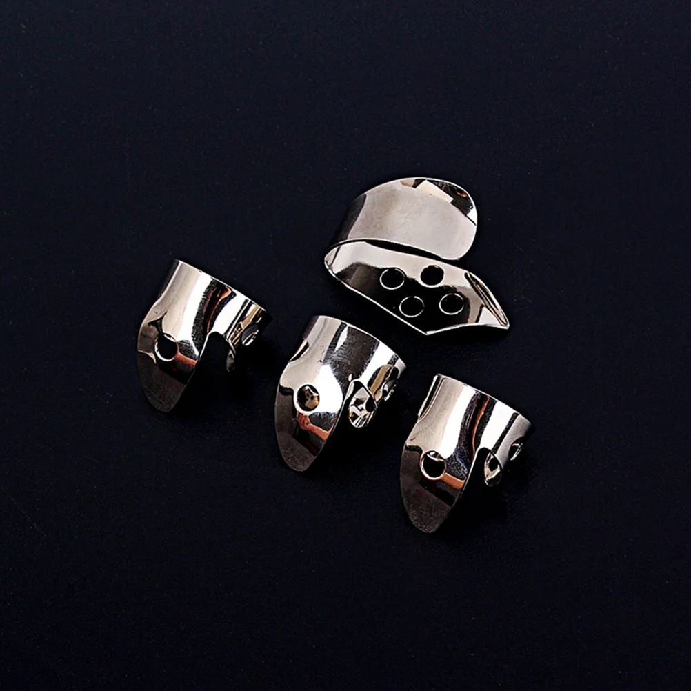 

4pcs Metal Guitar Finger Picks Set Thumb Pick For Acoustic Guitar Ukulele Banjo Stainless Steel Plectrum Durable Instrument