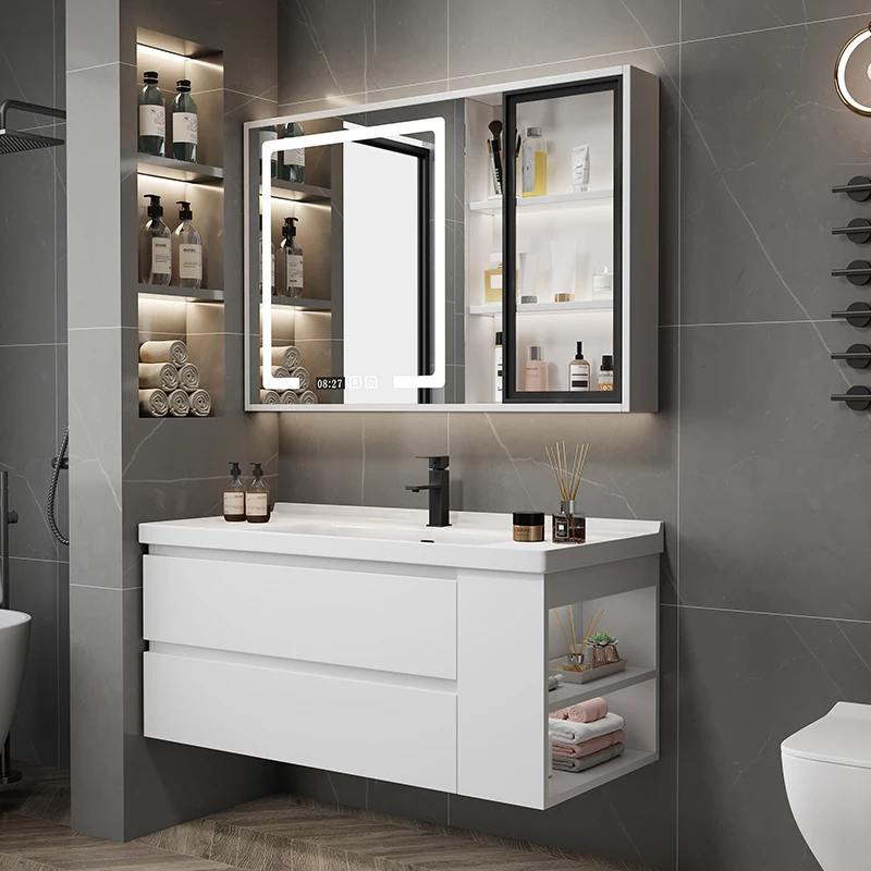 Closed Storage Toilet Cabinet Bathroom Kit With Mirrors Sinks Wooden Furniture Wall Shelf Locker Small Closet Pharmacy Floor Pvc