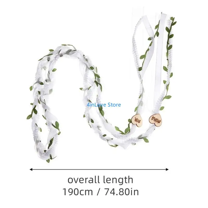 T4MD Elegant Green Vine Leaf Bridal Wedding Lasso Rope for Symbolic Marriage Rituals