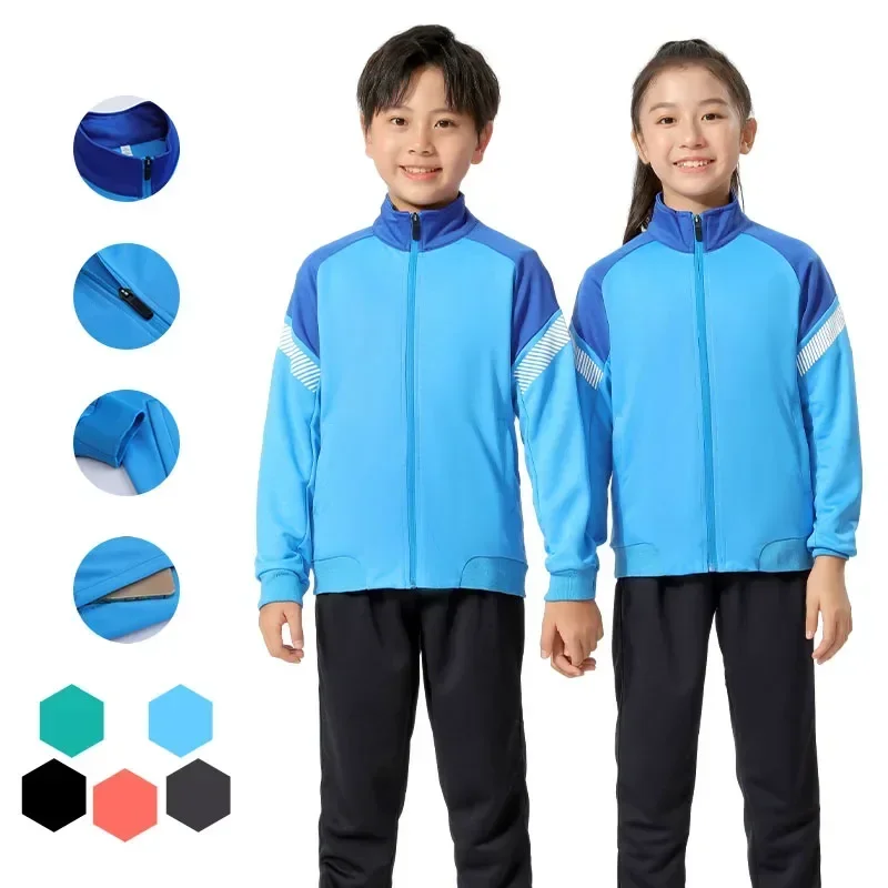 Kids Football Tracksuit Winter Outdoor Soccer Sportswear Long Sleeve Boy Soccer Tracksuit Sweatshirt Running Jogging Jacket 6659