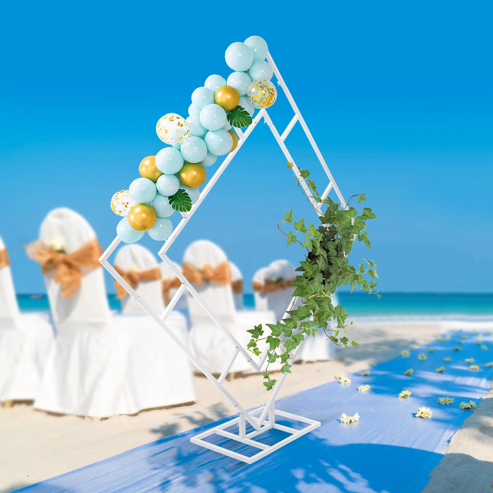 Imagem -05 - Dual Tube Wedding Arch Metal Frame Flower Diamond Shape Stand Square Rack Backdrop Decor 6ft 2m