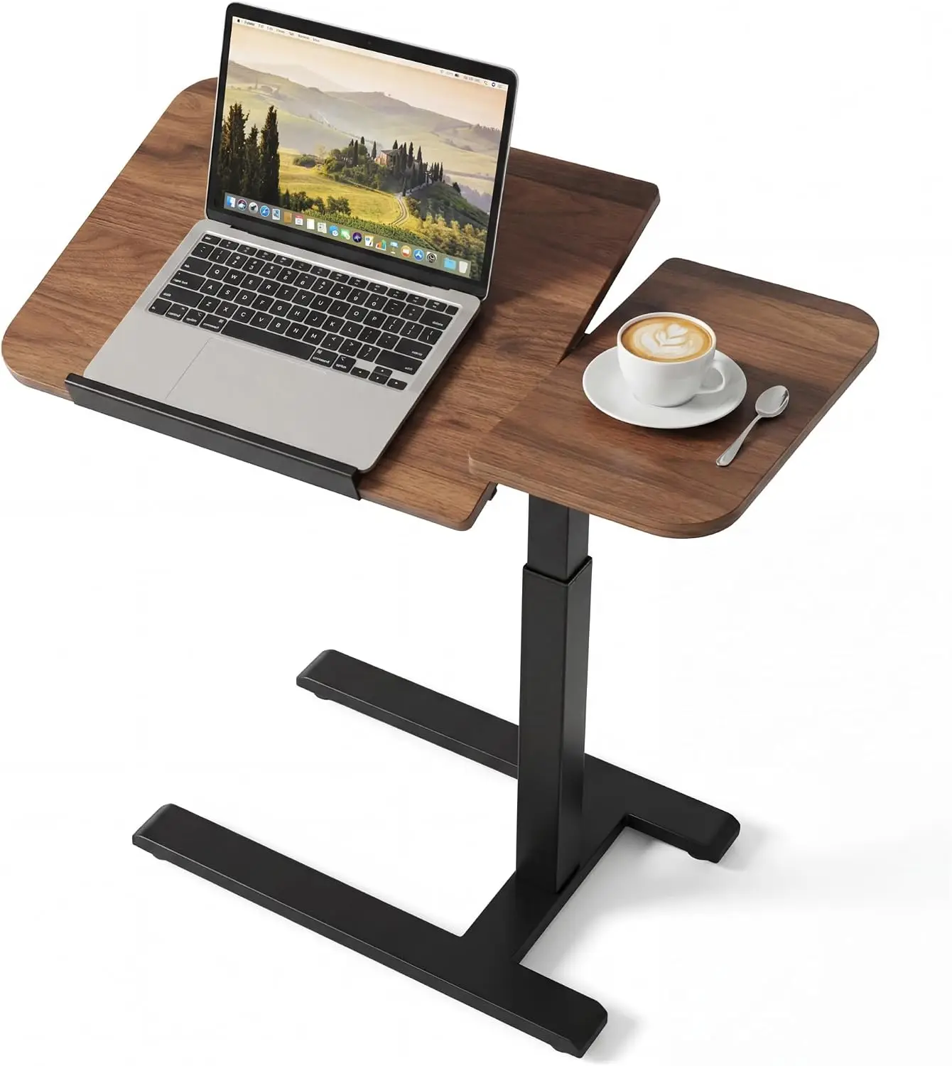 Overbed Table with Wheels, Height Adjustable Hospital Bed Table, Dual-Tiltable Rolling Laptop Desk for Bed, Hidden Casters H-Bas