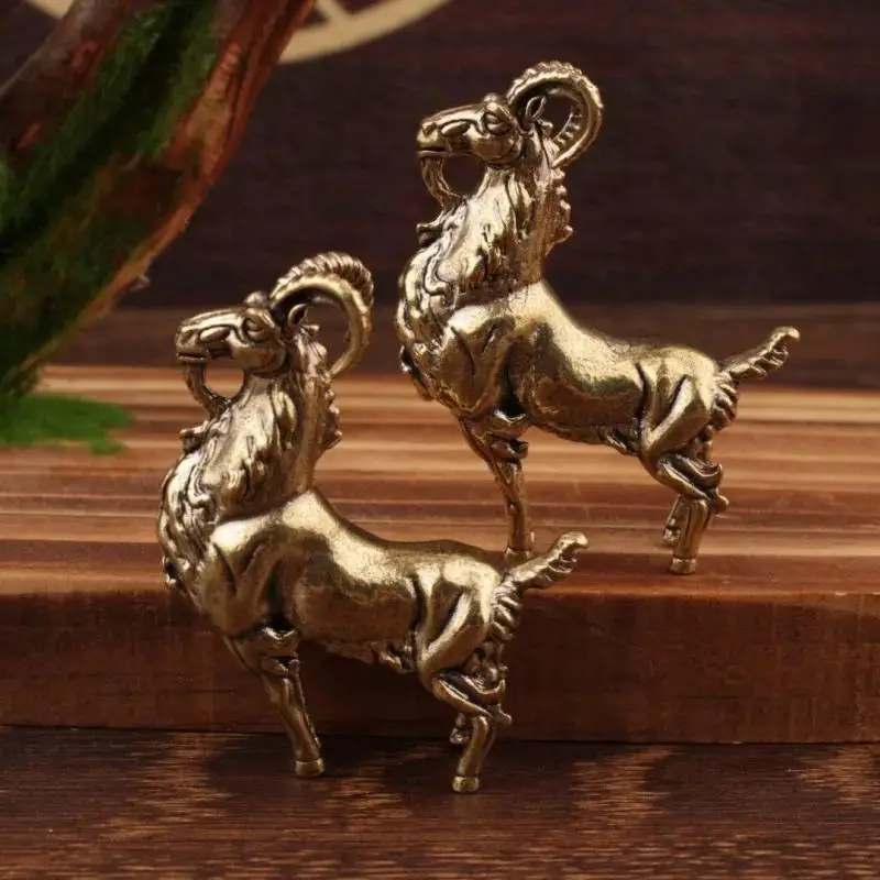 Figuritas de té en miniatura para mascotas, adorno de escritorio de latón, Retro, barba, antílope corce, artesanía creativa de Metal, 1 ud.