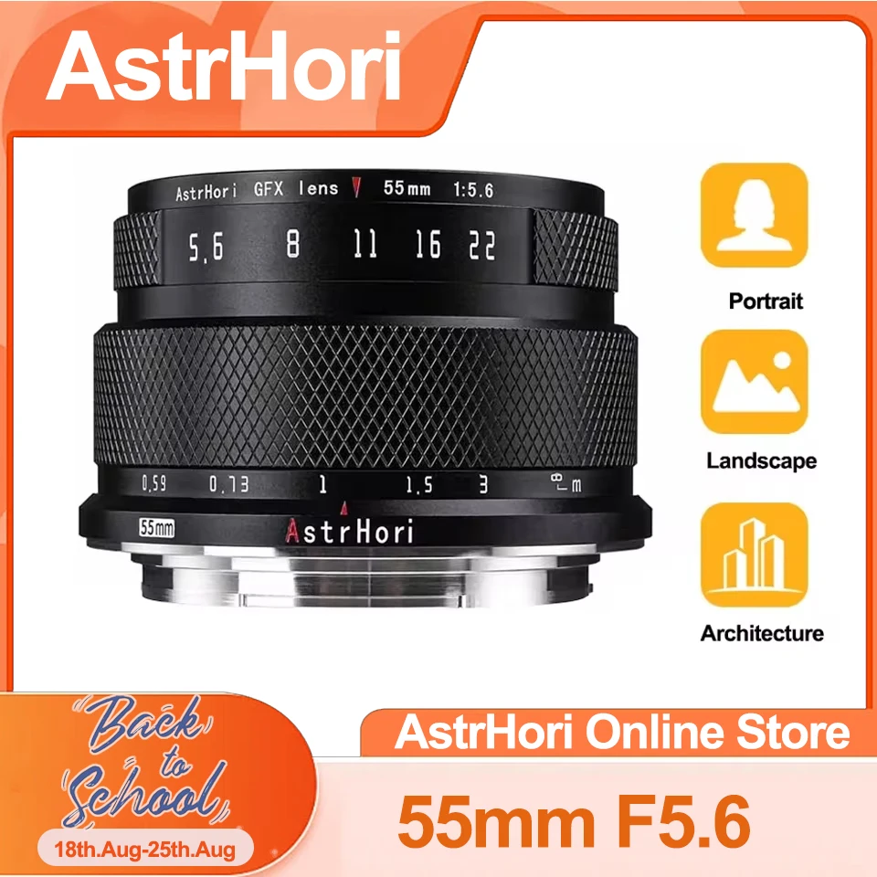 

AstrHori 55mm F5.6 Medium Format Manual Prime Lens GFX Mount Camera Lens for Fujifilm GFX Mount