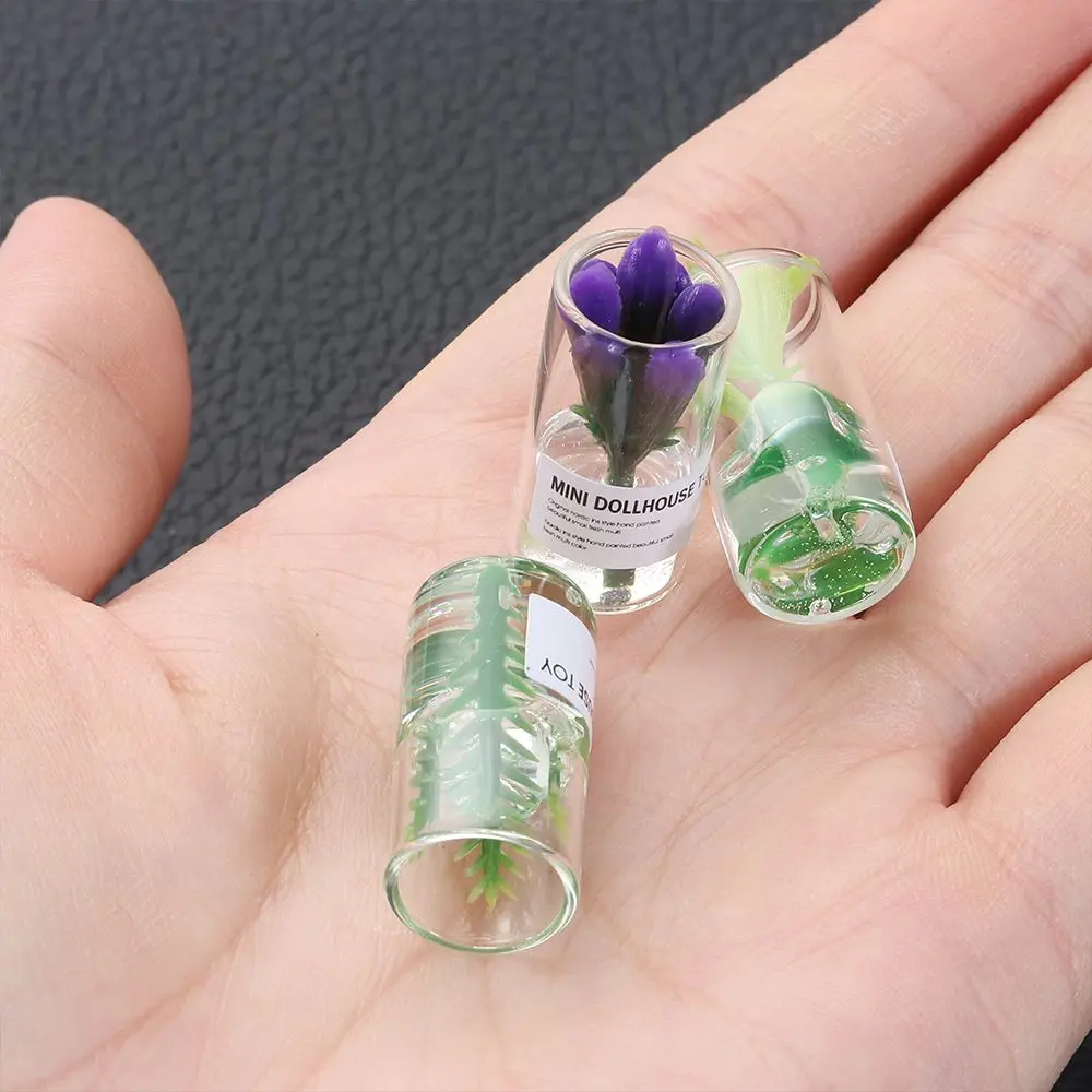 

1:12/1:6 Scale Toys Furnitue Mini Floral Arrangement Miniature Model Glass Bottle Doll Accessories Dollhouse Flower Vase