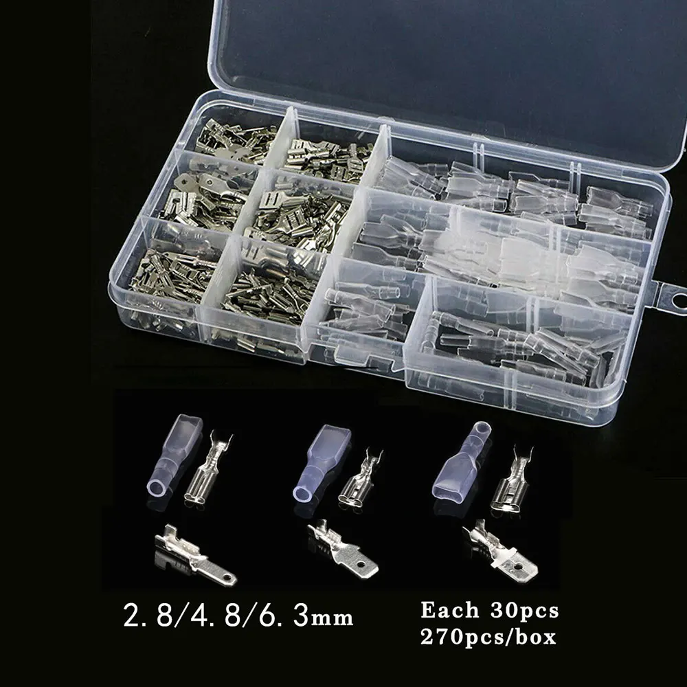 360/270/180pcs 2.8/4.8/6.3mm Crimp Terminals Insulated Seal Electrical Wire Connectors Crimp Terminal Connector Assortment Kit