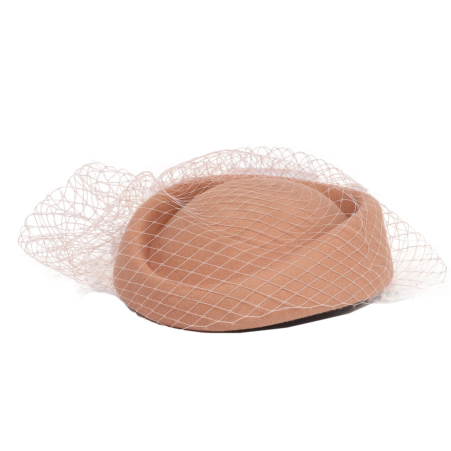 Women\'s Elegant Church Fedoras Wool Felt Vintage Beret Wedding Veil Cap Khaki FS Fashion Wool Felt Fascinator Hats For Women Wedding  main image 2