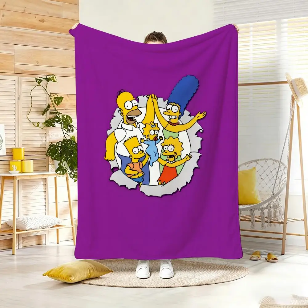Anime Figure T-THE SIMPSONS Throw Lightweight 240g Flannel Blanket Soft Skin-friendly for Summer Cooling