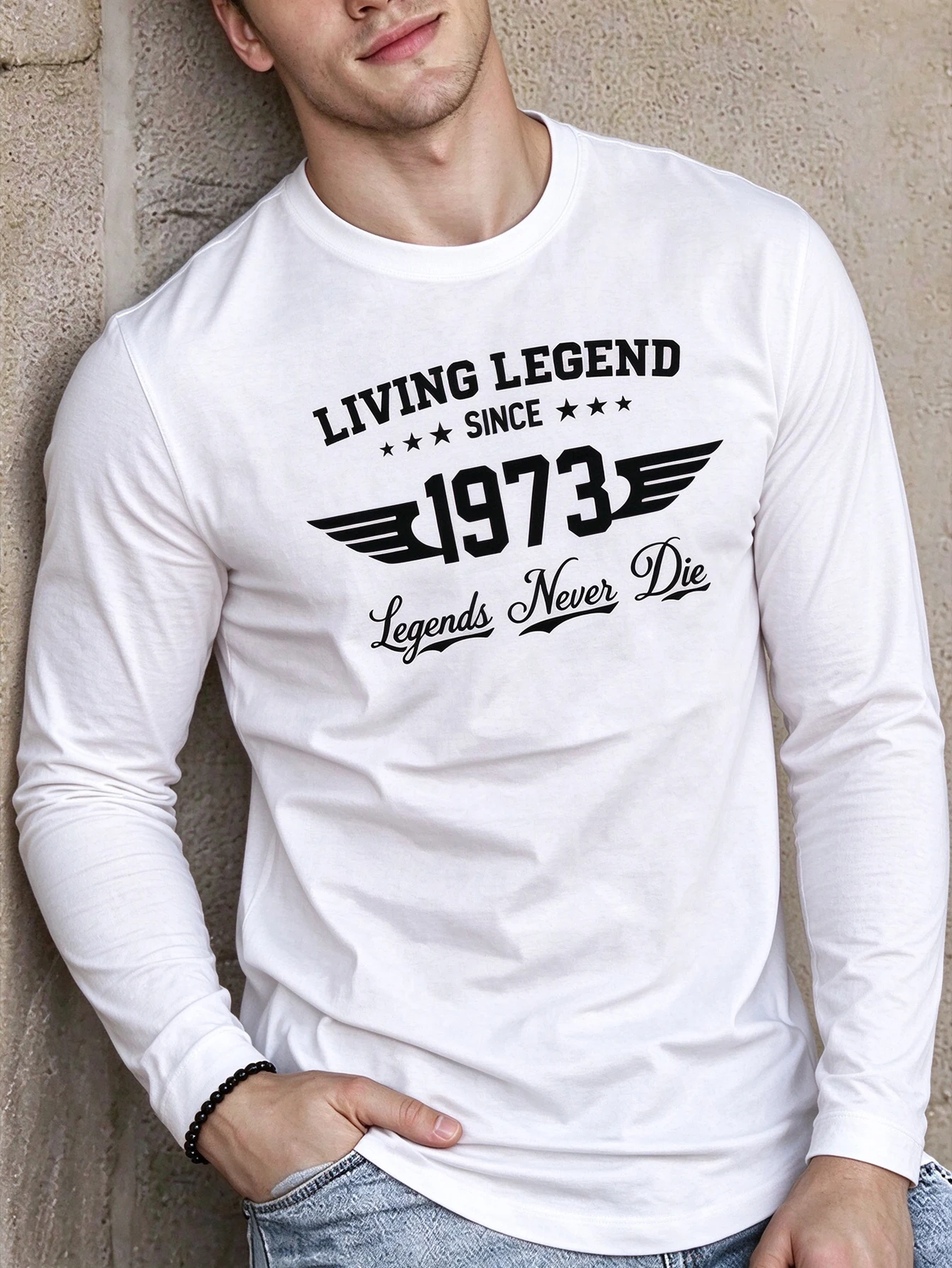 Men Long Sleeve T Shirt Balance Brain Heart Line Art Graphic Print O Neck Tops Hip Hop Streetwear Loose Casual Pullover