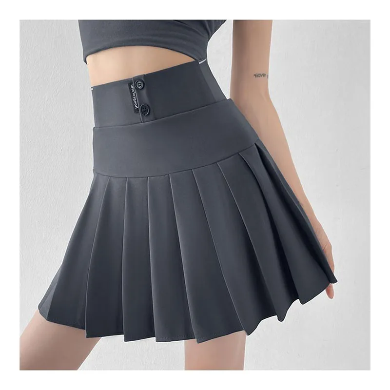 

Sexy Half Length Skirt Women Anti Glare Black Elastic High Waiste Slim Girls Short Pleated Skirt Casual Preppy Style Mini Skirts