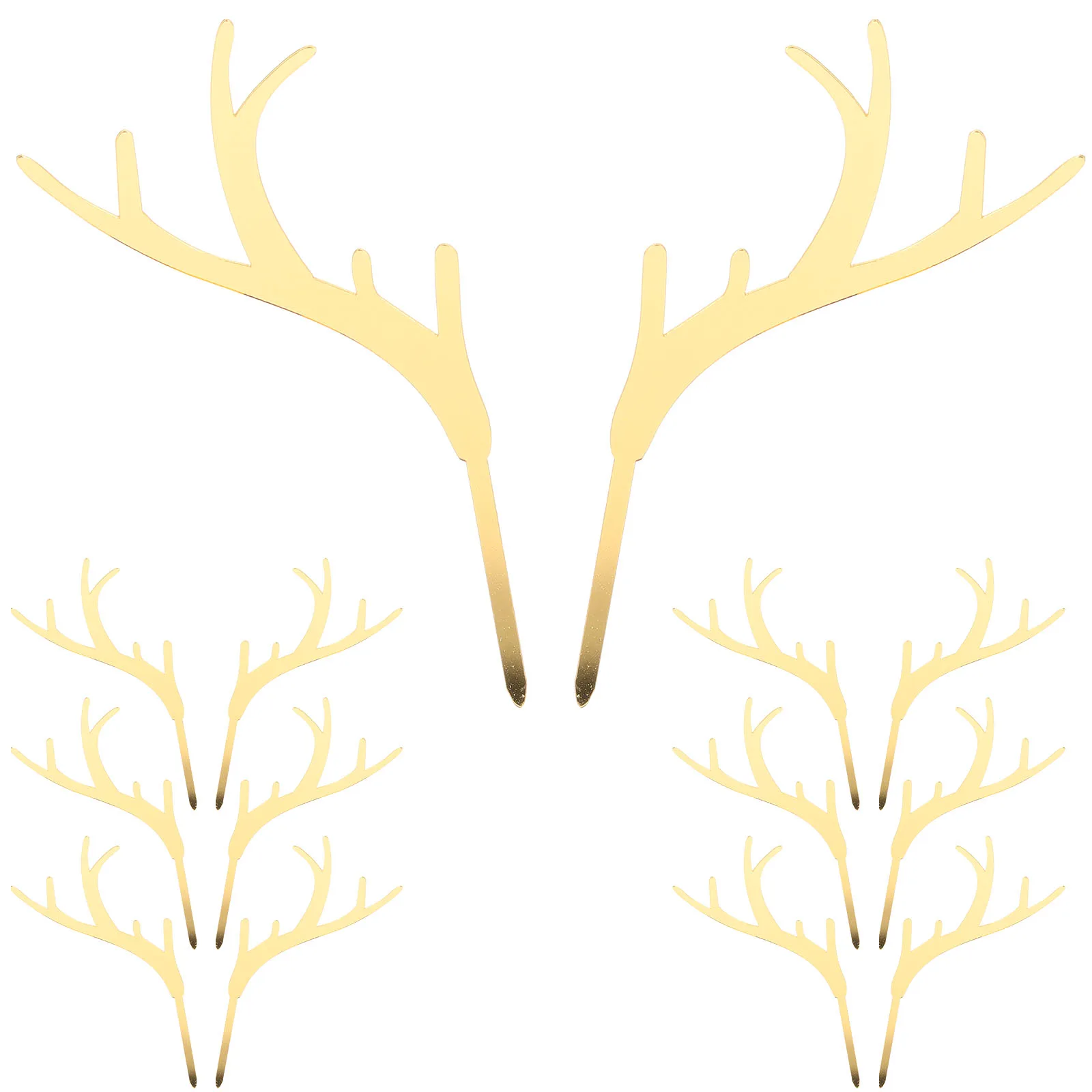 

Christmas Antlers Cake Topper Set Acrylic Dessert Decorations Holiday Party Shower Golden 6.5Cm Reusable Food Picks
