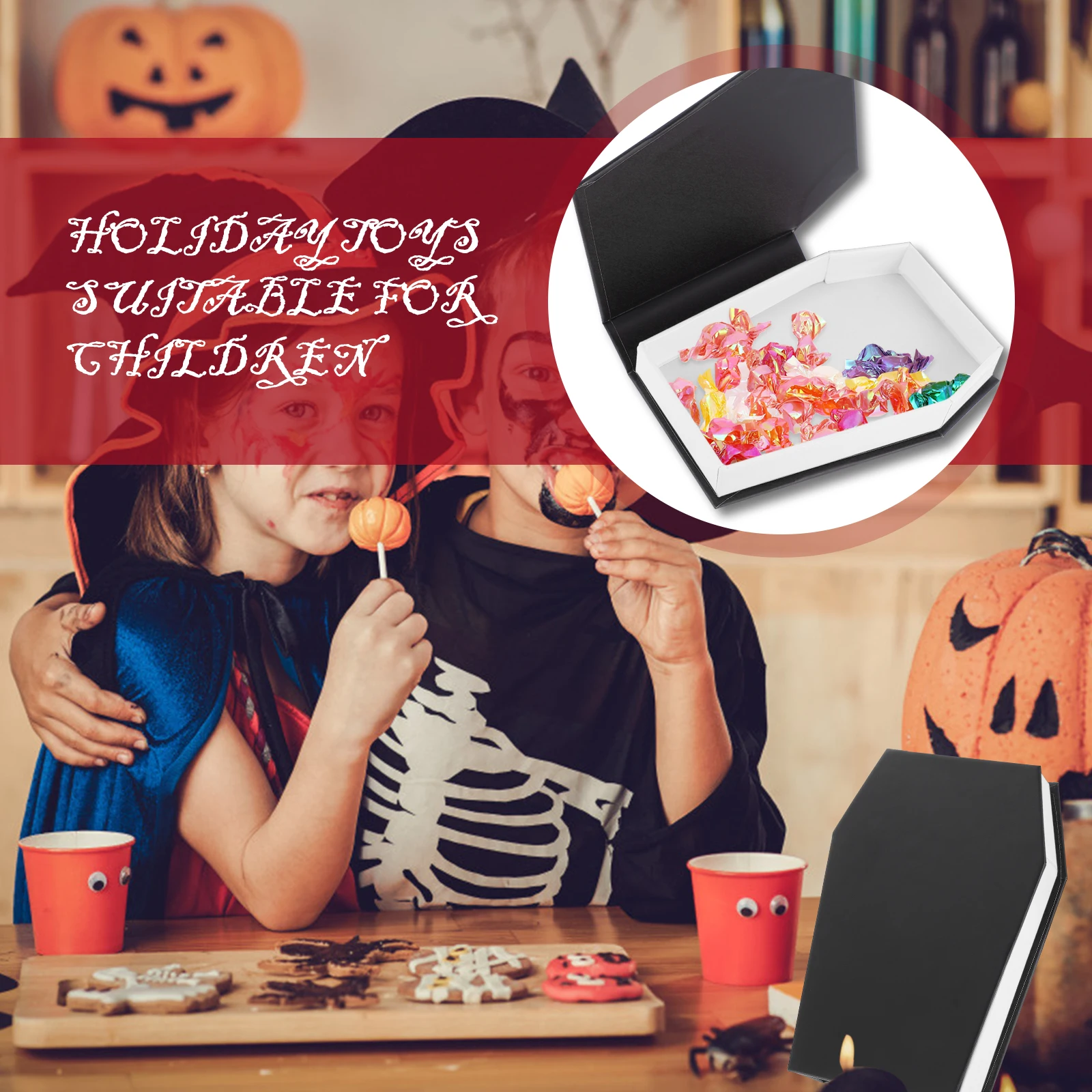 

Candy Storage Box Halloween Creepy Treat Boxes Coffin for Treats Shape Jewelry Packing