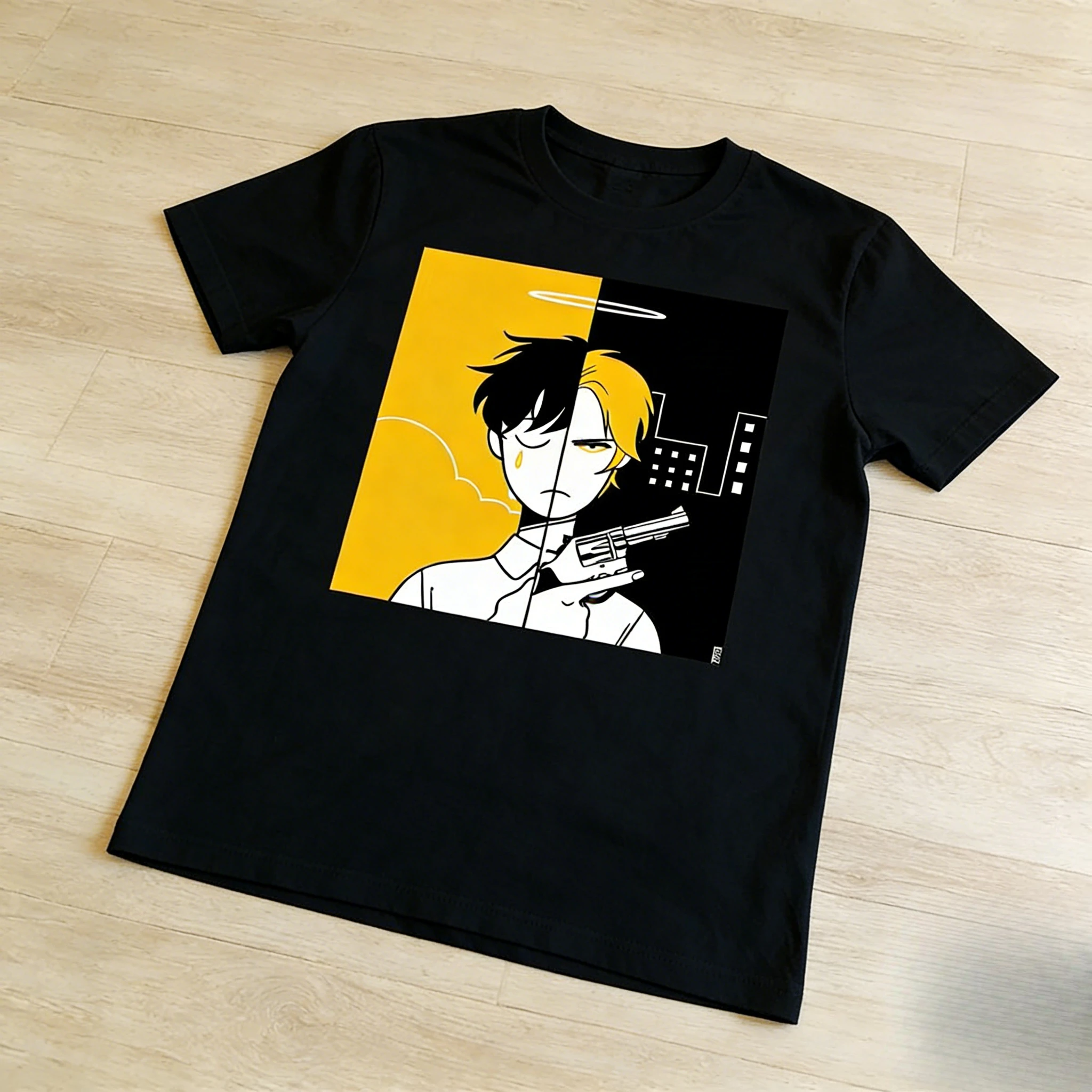 الموز الأسماك Harajuku نمط ACG أنيمي ميرش الوزن الثقيل القطن تي شيرت أنيمي مستوحاة الجرافيك قصيرة الأكمام للجنسين الجرافيك القمصان #2