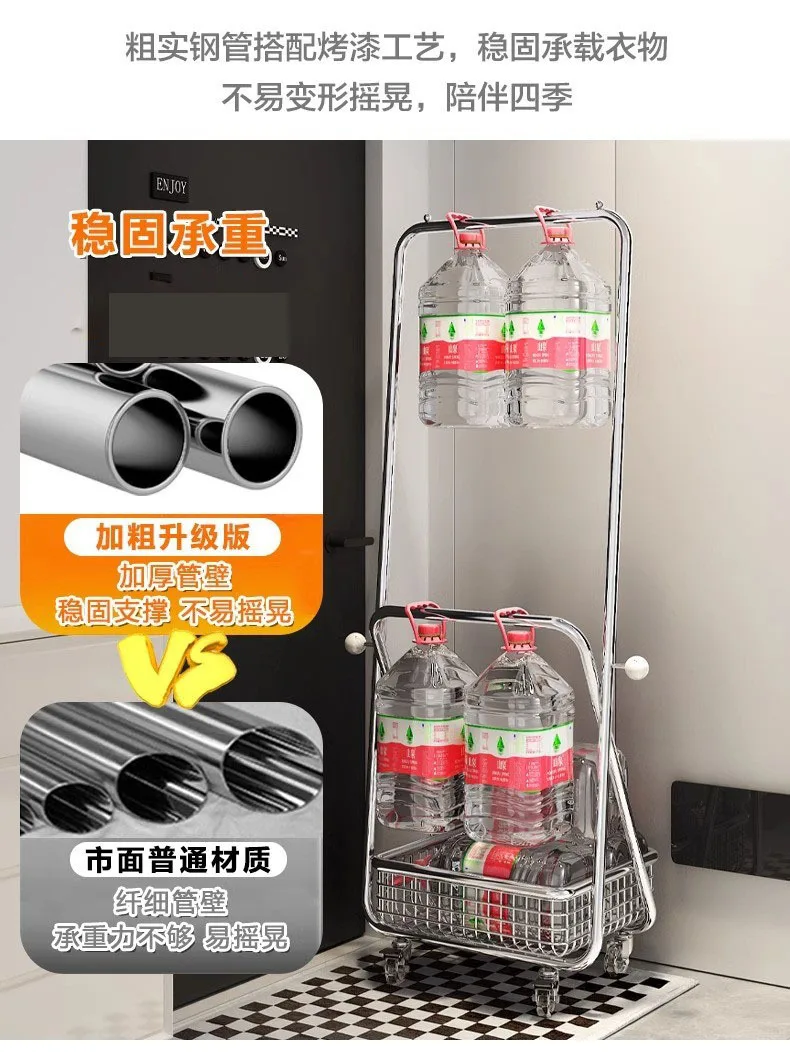 Hxl clothes rack floor standing clothes rack simple storage storage coat rack