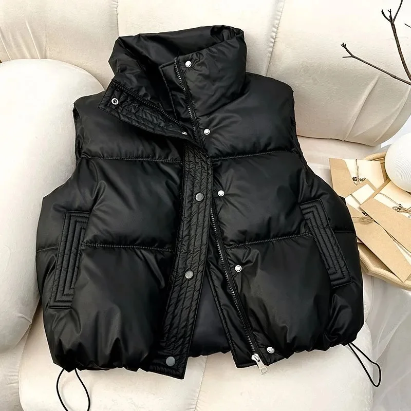 2024 New Women Winter Warm Waistcoat Ladies Sleeveless Stand Collar Coats Warm Outerwear Casual Lightweight Puffer Vest Jackets