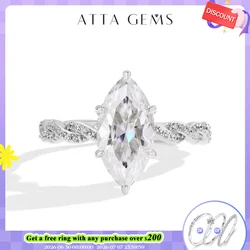 ATTAGEMS 3.0CT Marquise Cut Moissanite Engagement Rings For Women 14*7mm Lab Diamond S925 Sterling Silver Wedding Party Jewelry