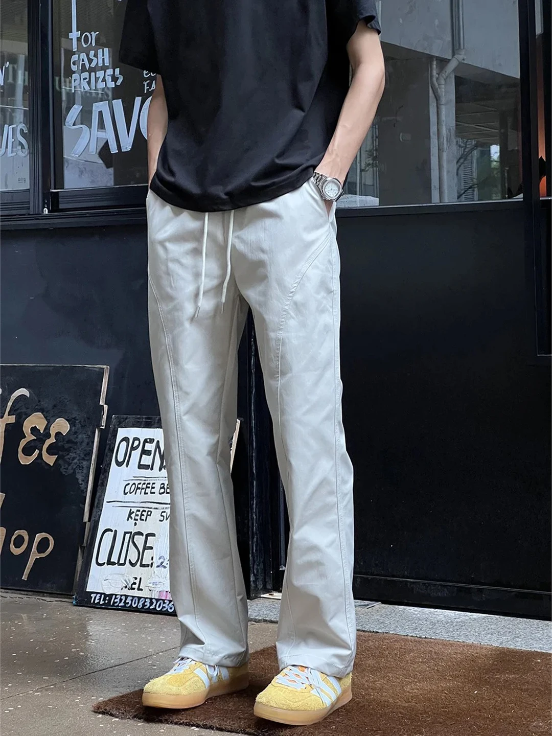 

Cleanfit American Sle Men's Straight Leg Pants Summer Thin Cut Qui Dry Casual Flared Knife Trousers Loose Fit Long P...