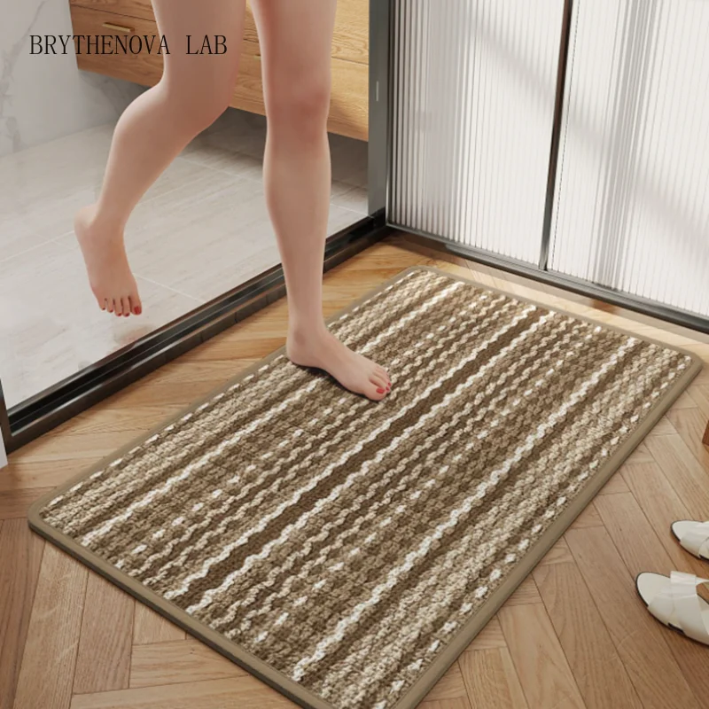 5Mm Thick Linen Bathroom Absorbent Mat Square Soft Carpet Floor for Kitchen Toilet Non-slip Dirt-resistant Interior Decoration
