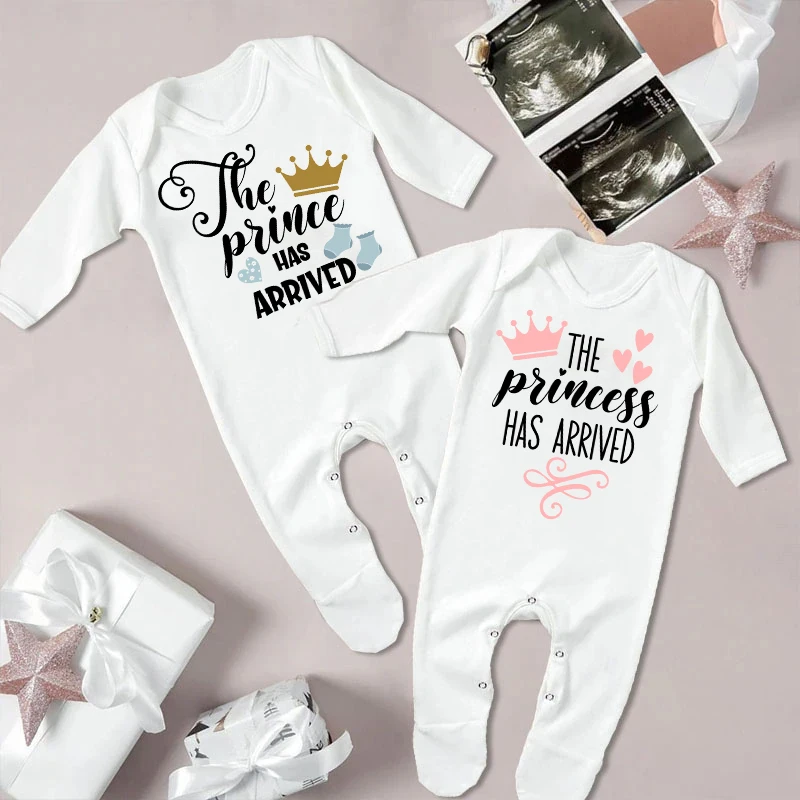 The Prince Princess Has Arrived Babygrow Sleepsuit Newbron Baby Announcement Shower Sleepsuit Baby Coming Home Clothes