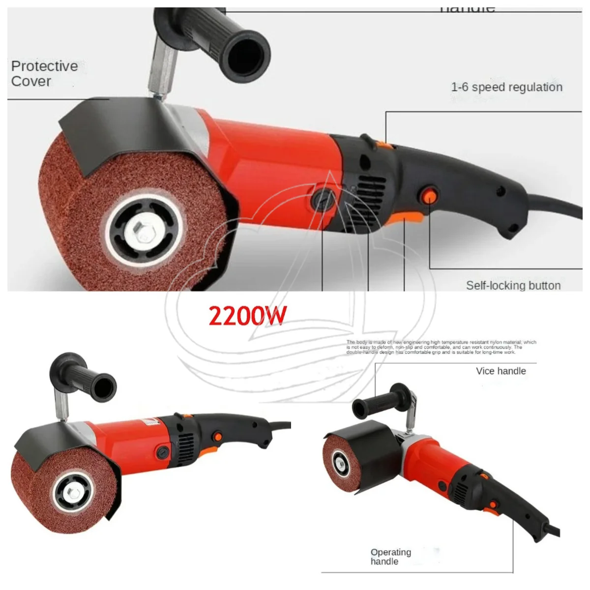 2200W 3000RPM Variable Speed Polishing Machine for Metal Timber Ceramic Tile - Multi-Scene Burnishing Wire Drawing Equipment