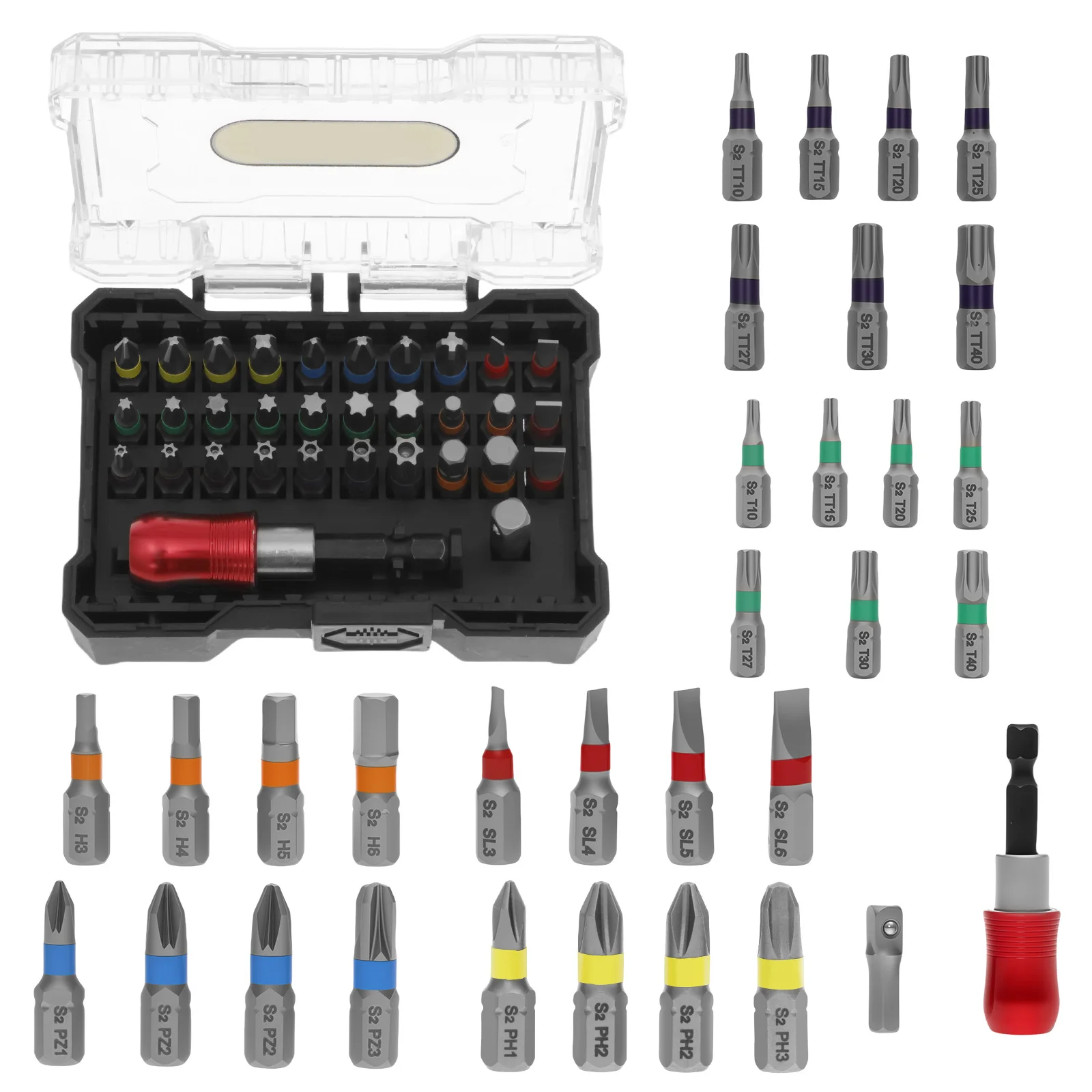 

32PCS Impact Driver Bit S2 Steel with Storage Box Multi Functional Air Screwdriver Bits Set for Industrial Maintenance Household