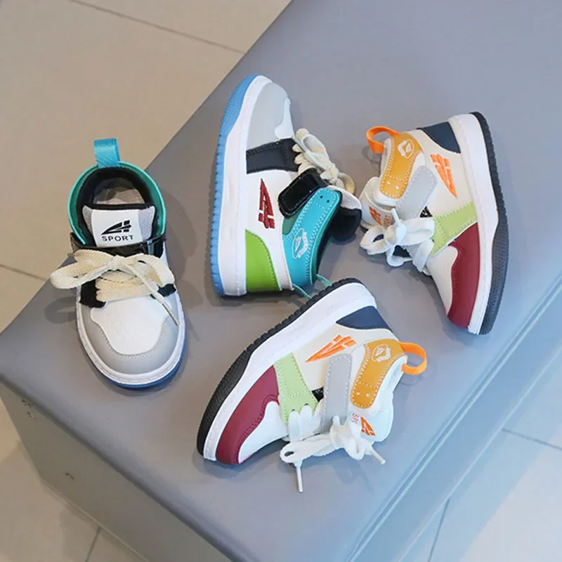 Children 2024 Spring Autumn New Casual Shoes Kid\'s High Top Trend Sports Shoes Boys Girls Cartoon Fashion Board Shoes Sneakers