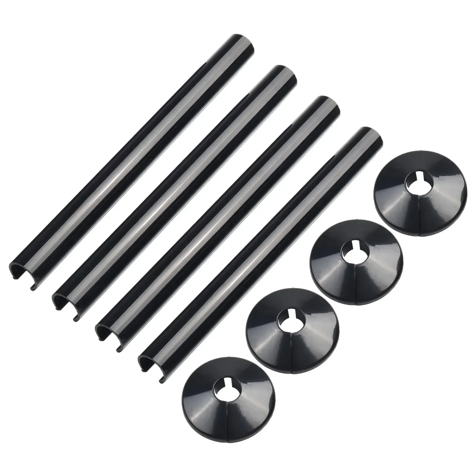 4 Set Pipes Radiator Pipe Covers Sleeve 15mm Collars Cut Fit Bathroom Chrome Black Plastic Decorative Covers Faucet Accessories