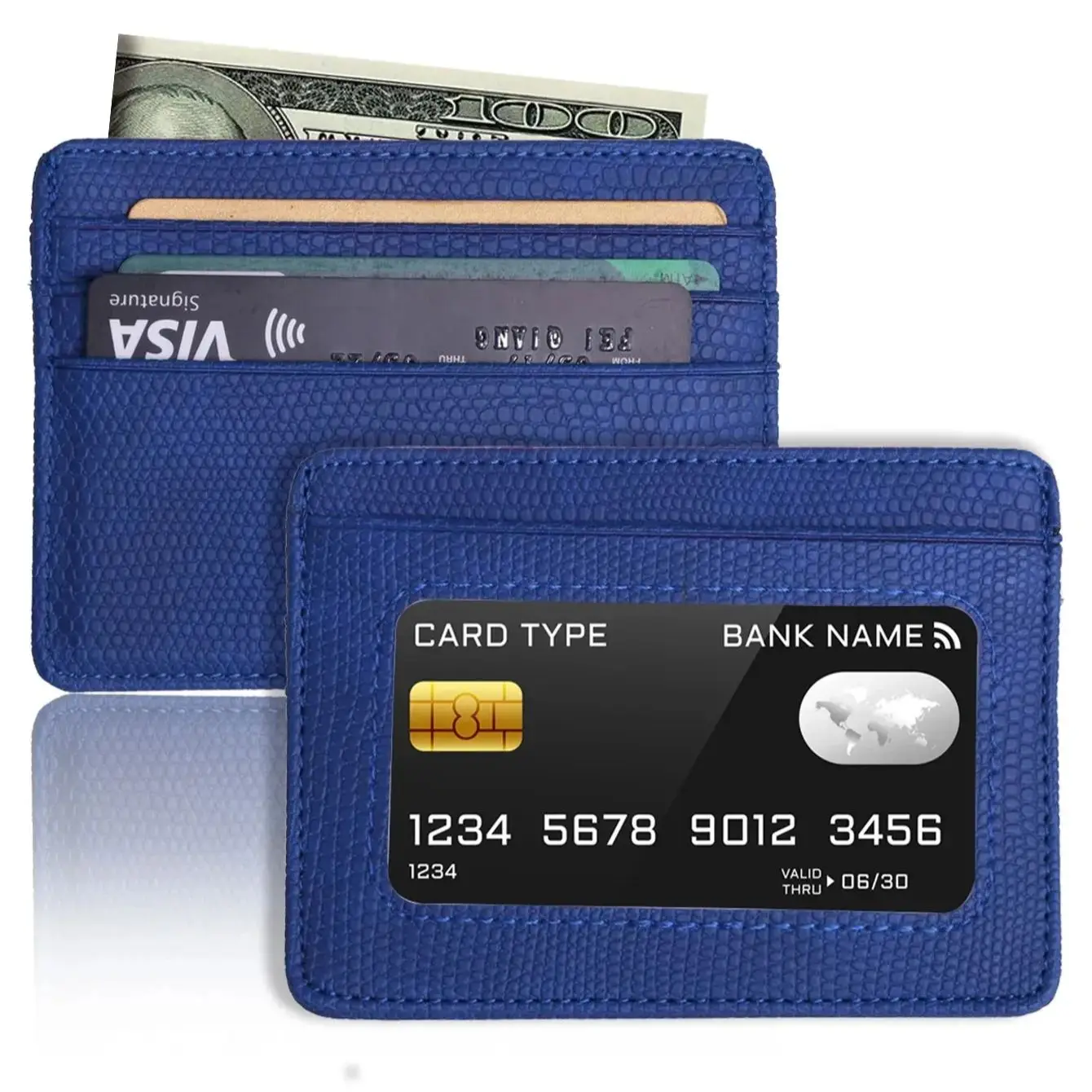 Personalized CustomName Slim Leather Card Wallet Transparent ID Window Credit Card Holder Small Wallet for Women & Men Daily Use