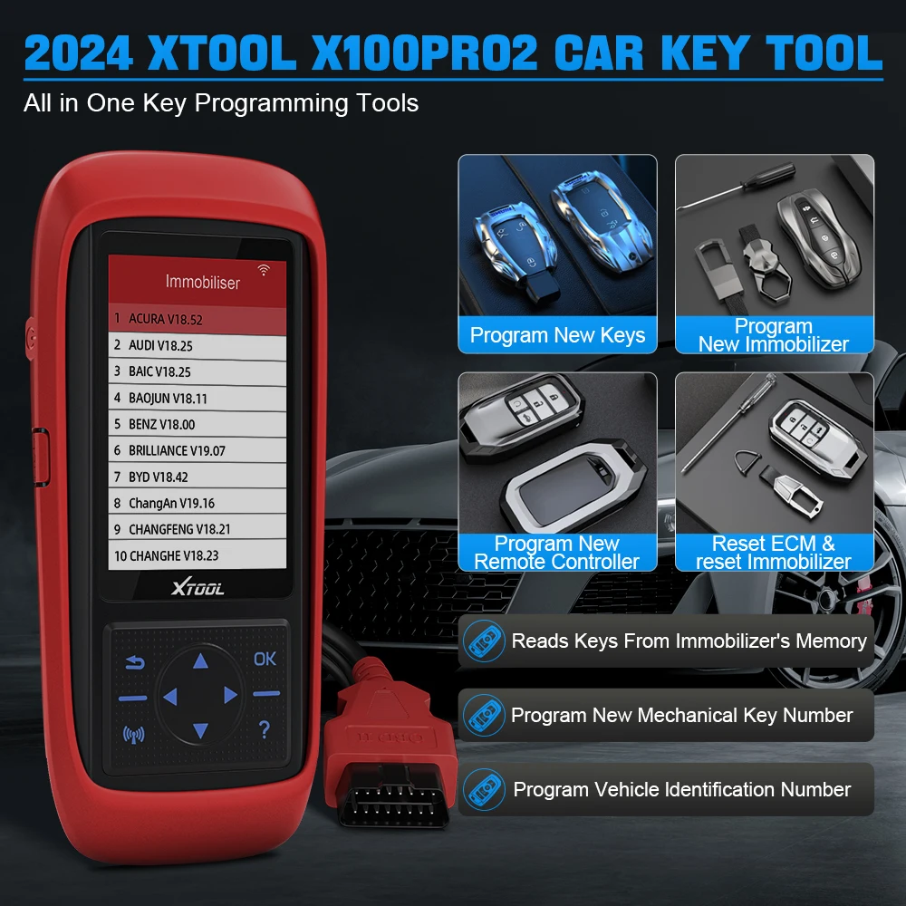 XTOOL X100Pro2 Car Code Reader OBD2 Scanner with EEPROM  ECU Key Programmer Car Diagnostic Tool Free Lifetime Upgrades