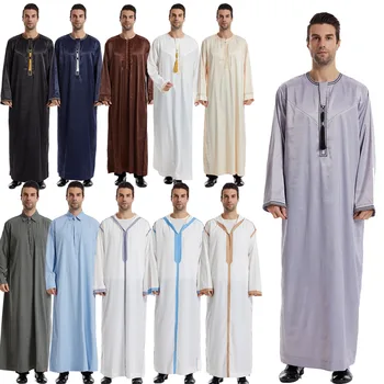 Traditionelle Dubai Saudi Abaya Männer Muslim Jubba Thobe Kleid Eid Türkei Arabische Robe Kaftan Islam Kleidung Kaftan Nahen Osten Abayas