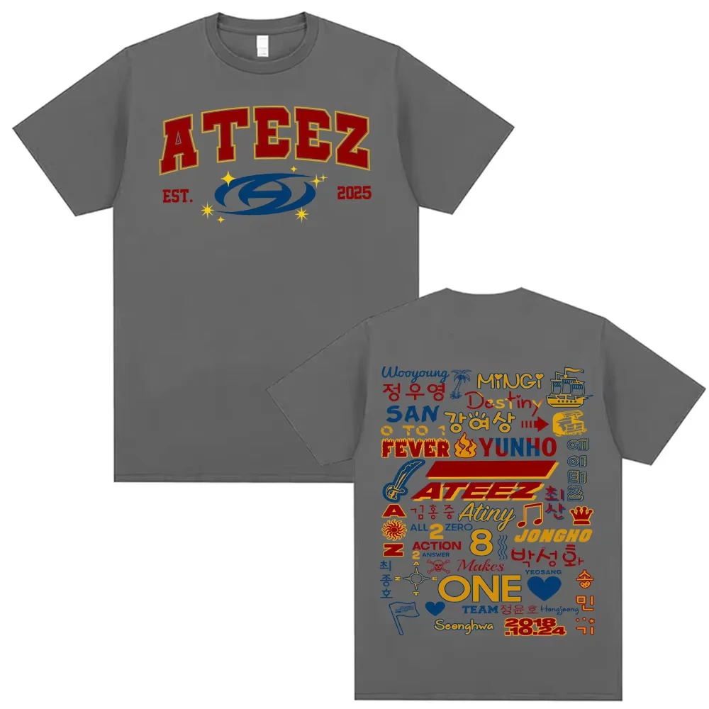 Custom Kpop Ateez 2026 World Tour In Your Fantasy Merch T Shirts Men Women Korean Fashion Retro High Street T-shirt Male Cotton