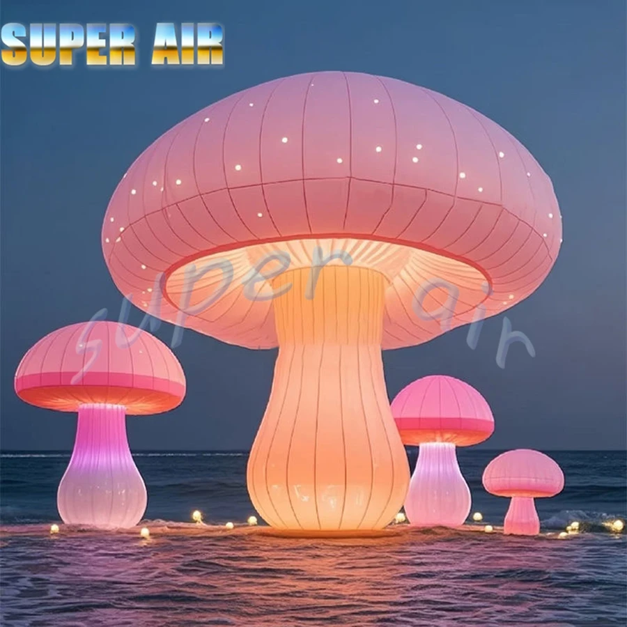 Kolorowe oświetlenie, balon w kształcie grzyba, ogromny dmuchany grzyb do dekoracji sceny i imprez.