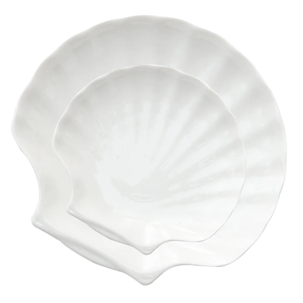 

2Pcs Ceramic Shell-Shaped Dessert Plates Food Grade Non-Toxic Premium Household Food Tray for Pasta Pizza Salad Sushi