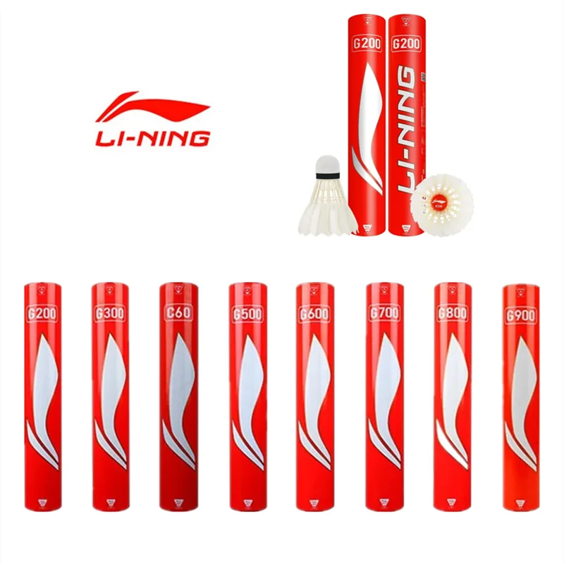 

12Pcs=1tubes New packaging! Li Ning's full range of professional game badminton A+60-600 G200-900, authentic goose feather ball