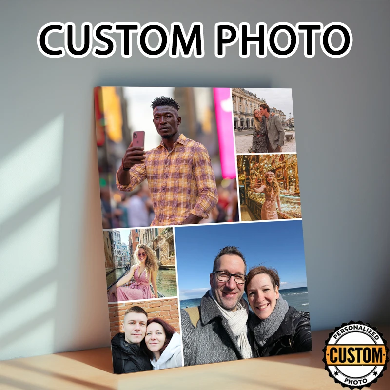 Póster personalizado multifoto de collage de 1 pieza, recuerdos para la familia, collage de decoración del hogar, foto familiar, pintura en lienzo sin marco