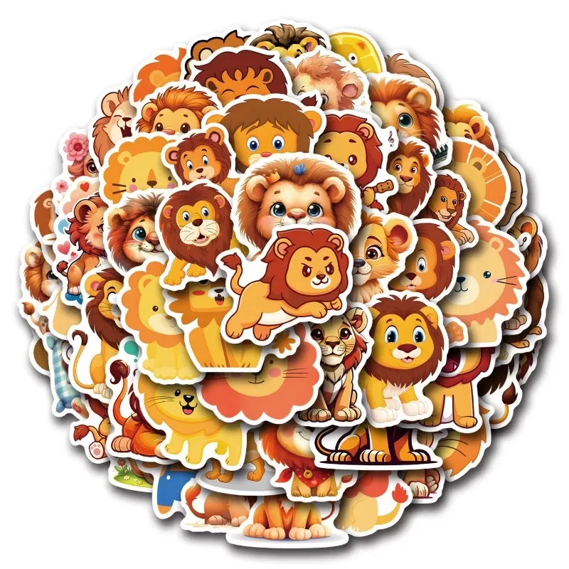 55pcs Cute Lion Graffiti Sticker Suitcase Water Cup Stationery Mobile Phone Car Scooter Laptop Refrigerator Decoration Sticker