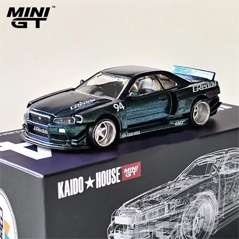 

KAIDO HOUSE MINI GT #74 открытая крышка 1:64 Nissan R34 Skyline GT-R модель автомобиля из литого сплава