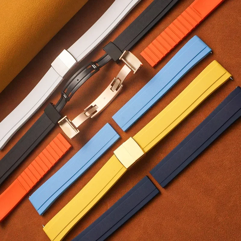 

Tire Tread Design CTS Watch Strap Fluororubber Band 20mm For Aquanaut Seamaster Tudor Omega FKM Watch Bands Patterned CTS Straps