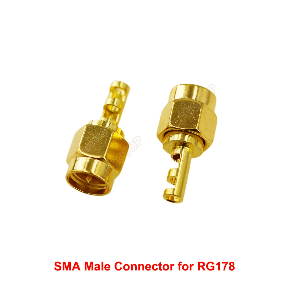 100PCS/lot SMA Male Plug RF Connector Open Window Crimp for RG178 Coaxial Cable Wifi Radio Antenna Gold Plated High Quality