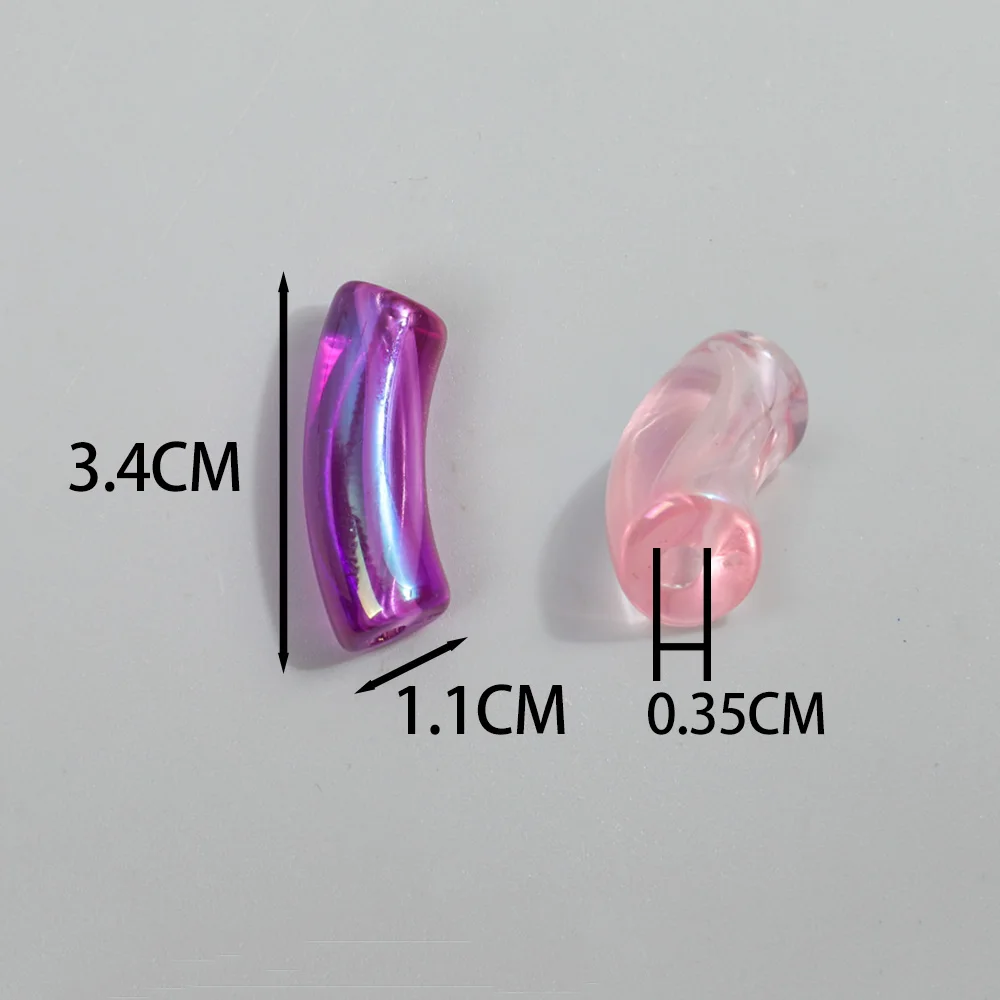 10pcs 11mm Laser Acrylic Bamboo Curved Tube Transparent Elbow Loose Beads for Bracelet Necklace Making DIY Jewelry Accessories